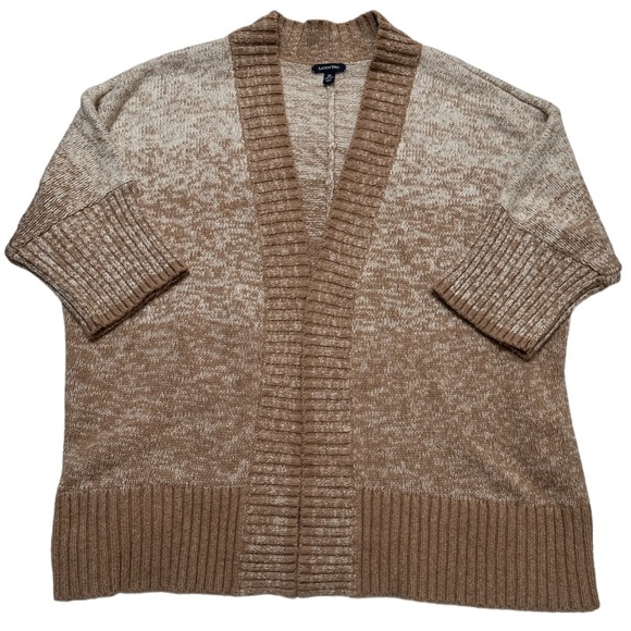 Lands End Cotton/Wool Open Cardigan Short Sleeve Short Sleeve Ombré Ribbed - Picture 1 of 10